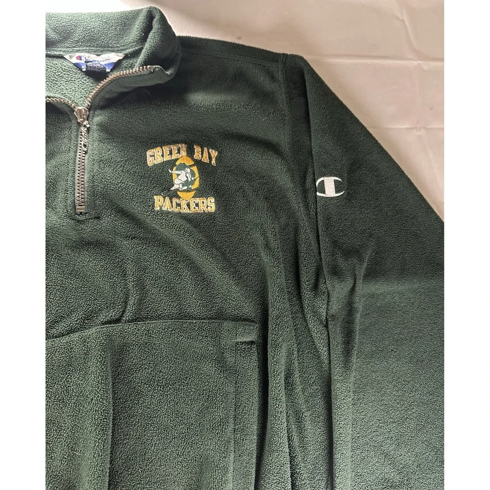 Vintage Champion Authentic Apparel Green‎ Bay Packers Fleece Jacket Mens Large